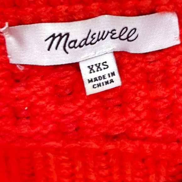 Madewell Red Crew Neck cable knit Sweater ribbed hems oversized fit size xxs - Picture 8 of 12